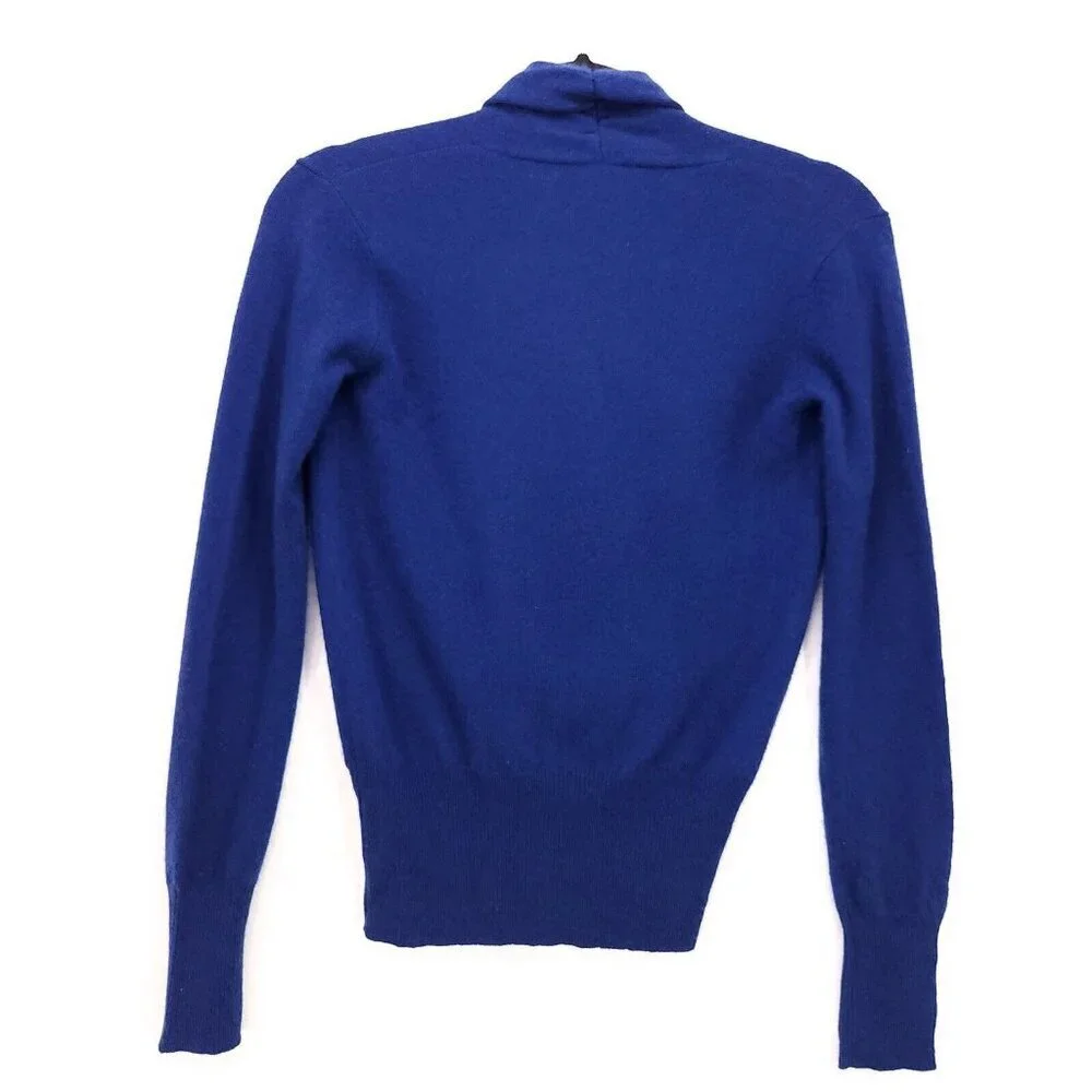 Sofia Cashmere Sweater Blue Women's Size XS Faux Wrap Soft Cardigan *Flaws - Picture 2 of 11